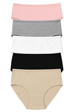 Pk40004 Büyük Beden Yüksek Bel Külot 5 Li Paket