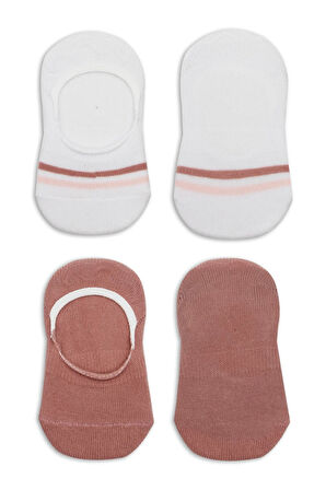 Bistyle 2'li Penye Babet Silikon Çemberli Çorap 30102 Pudra Beyaz