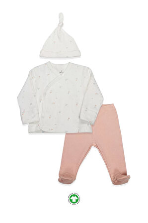 Bistyle Bloom White 3'lü Zıbın Takım 13112 Ekru Gül Kurusu