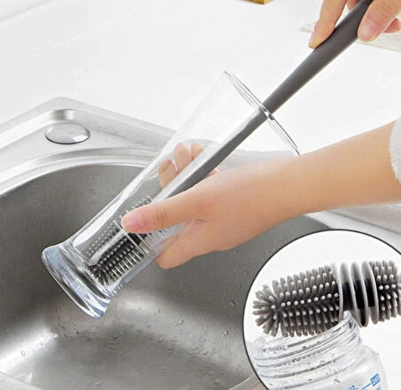 Uzun Saplı Silikon Biberon Ve Kavanoz Yıkama Fırçası