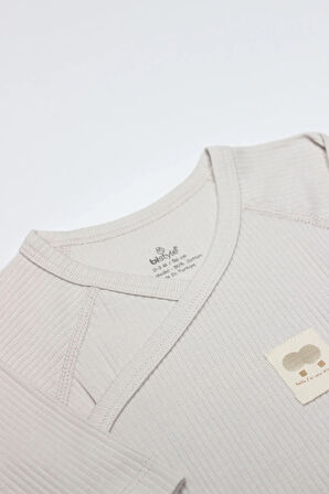 Organic Modal Flying Balloons Kruvaze Uzun Kol Body Bs17121 Bej