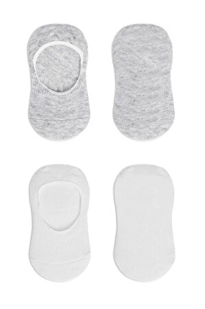 Bistyle 2'li Penye Babet Silikonlu Basic Çorap 30104 Gri Beyaz