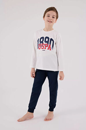 U.s. Polo Assn Uzun Kol Pijama Takım Us2203-4 Beyaz