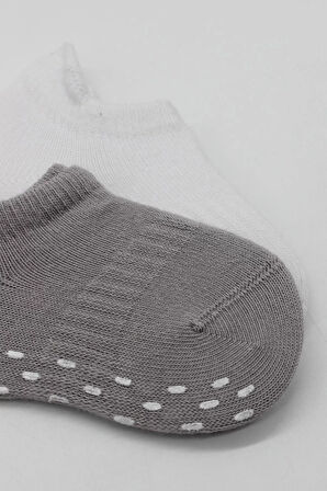 2'li Sneakers Kaymaz Colours Penye Çorap Bs20104 Gri Beyaz