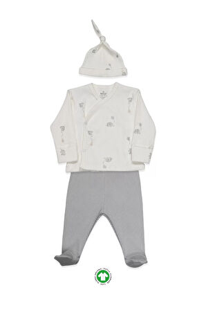 Bistyle Flying Elephant 3'lü Zıbın Takım 13111 Ekru Gri