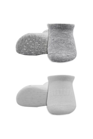 2'li Sneakers Kaymaz Basic Penye Çorap Bs20103 Gri Beyaz