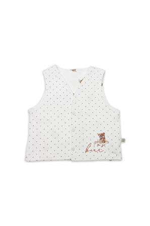 Bistyle I Am So Bear Çift Taraflı Bebe Yelek 18103 Bej Ekru