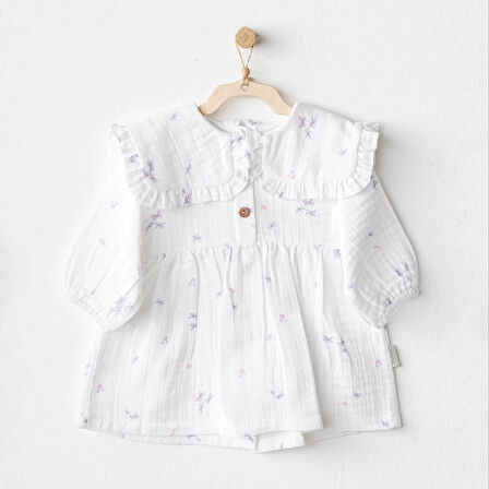 Magical Butterfly Müslin Bebek Elbise White