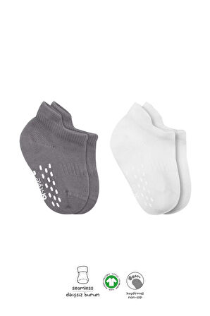 2'li Sneakers Kaymaz Colours Penye Çorap Bs20104 Gri Beyaz