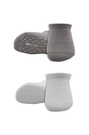 2'li Sneakers Kaymaz Colours Penye Çorap Bs20104 Gri Beyaz