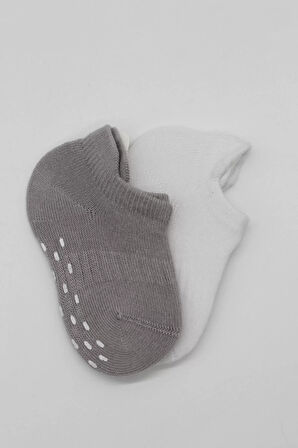 2'li Sneakers Kaymaz Colours Penye Çorap Bs20104 Gri Beyaz