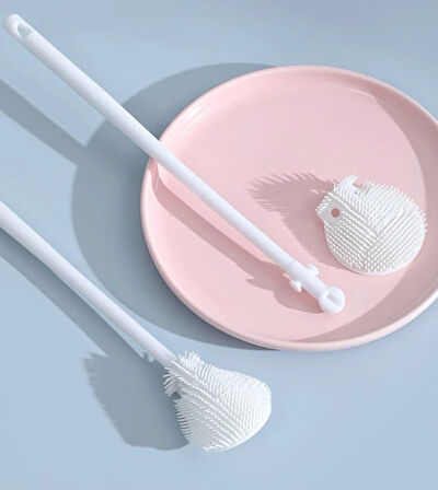 Kavanoz Ve Biberon Yıkama Fırçası Silikon Beyaz