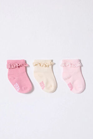 U.s.polo Kız Bebek Çorap Usb2208 Pudra Ekru Somon