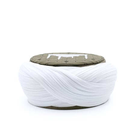 Cami Sarığı - Beyaz Kumaş - Yeşil Takke - Çapraz Sarım - Cami Nakışlı - 7 metre