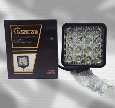 CMSOLAR Çalışma Sis Lambası Kare 16 Led 9-36 Volt Cool White