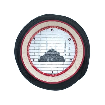 Cami Sarığı – Siyah Kumaş – Bordo Takke – Çapraz Sarım – Cami Nakışlı – 7 Metre