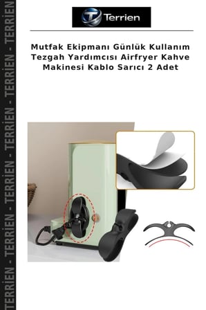 Mutfak Ekipmanı Günlük Kullanım Tezgah Yardımcısı Airfryer Kahve Makinesi Kablo Sarıcı 2 Adet