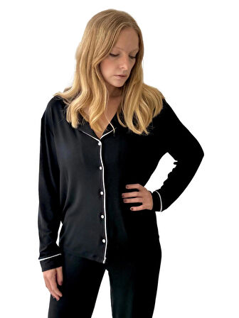 Merlot Düğmeli Biyeli Pijama Takımı