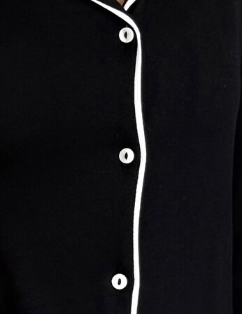 Merlot Düğmeli Biyeli Pijama Takımı