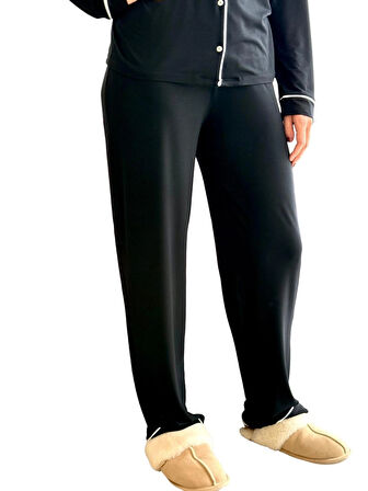 Merlot Düğmeli Biyeli Pijama Takımı