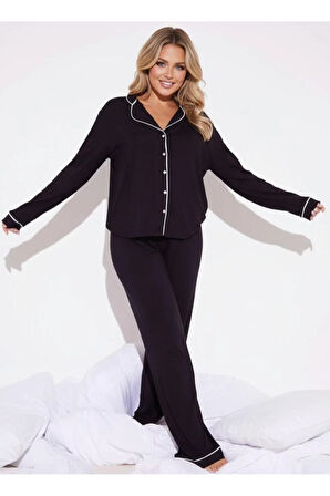 Düğmeli Biyeli Pijama Takımı