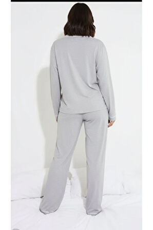 Düğmeli Biyeli Pijama Takımı