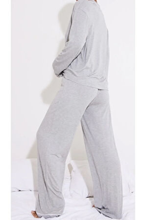 Düğmeli Biyeli Pijama Takımı