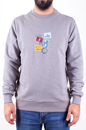 Twister 1929 Gri Bisiklet Yaka Erkek Sweat