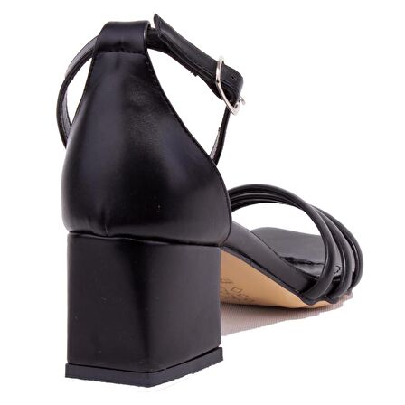 Dagoster DZA07-92823165 Siyah Tek Bantlı Klasik Topuklu Kadın Ayakkabı