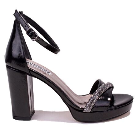 Dagoster DZA07-337152C Siyah Rugan Tek Bant Platform Topuklu  Kadın Ayakkabı