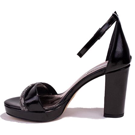 Dagoster DZA07-337152C Siyah Rugan Tek Bant Platform Topuklu  Kadın Ayakkabı