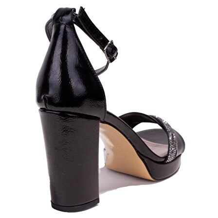 Dagoster DZA07-337152C Siyah Rugan Tek Bant Platform Topuklu  Kadın Ayakkabı
