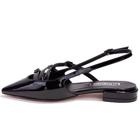 Dagoster DZA07-725488C Siyah Rugan Klasik Topuklu Kadın Ayakkabı