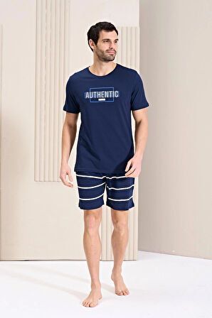  Erkek Pijama Takımı Şortlu Kısa Kol