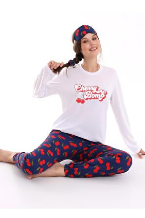 Kadın Pijama Takımı Uzun Kol Pamuklu Penye