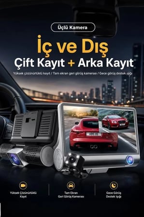 Delux Serisi G Sensörlü Sürüş Kayıt Gözlem Kamerası Araç İçi Kamera TA02 Siyah 1080P