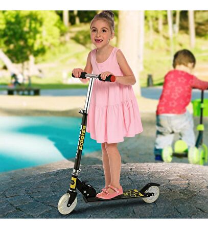 LED'li 120 mm Silikon Teker, Boy Ayarlamalı Katlanır Metal Scooter