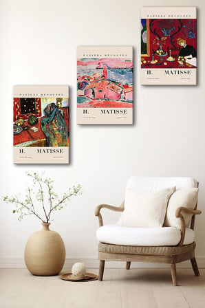 Henri Matisse 3'lü Kanvas Tablo Seti - Klasik Yağlı Boya Sanat Baskılı Modern Duvar Tablosu Seti