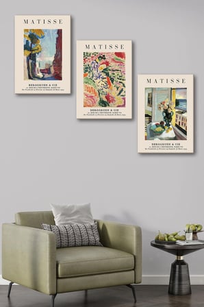 Henri Matisse 3'lü Kanvas Tablo Seti - Fovist Manzara Ve Pencere Desenli Yağlı Boya Tablo Seti