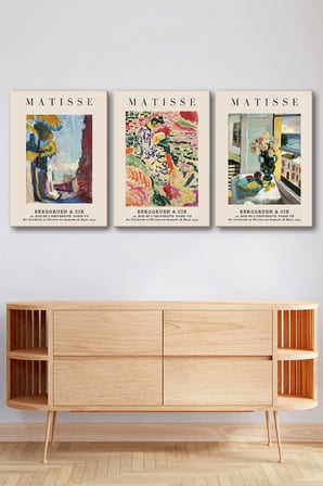 Henri Matisse 3'lü Kanvas Tablo Seti - Fovist Manzara Ve Pencere Desenli Yağlı Boya Tablo Seti