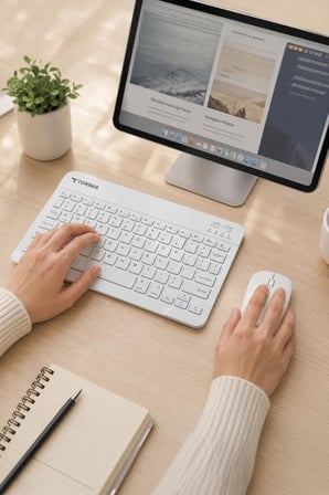 Premium Günlük Bilgisayar Çalışma Kablosuz Klavye Mouse Seti TMK04 Beyaz