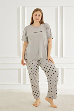 Kadın Pijama Takımı Büyük Beden & Battal Kısa Kol