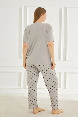 Kadın Pijama Takımı Büyük Beden & Battal Kısa Kol