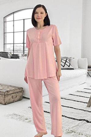 Kadın Kısa Kol Dantelli Hamile & Lohusa Pijama Takımı