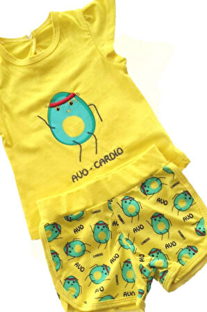 Kız Bebek İkili Takım Şortlu Avo-Cardio Alt Üst Takım