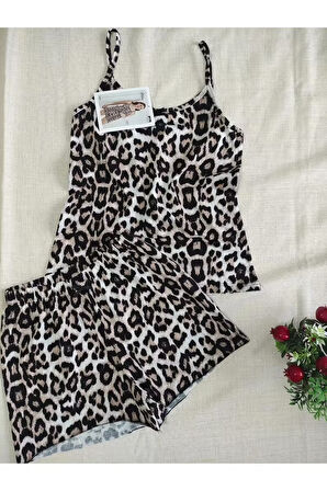 Kadın İp Askılı Şortlu Yazlık Pijama Takımı