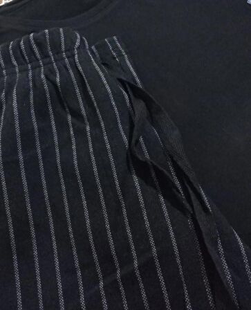 Erkek Pijama Takımı Pamuklu Jakarlı Uzun Kollu Altı Çizgili