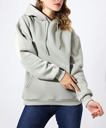 Kadın Sweatshirt Kapüşonlu Üç İplik Kışlık