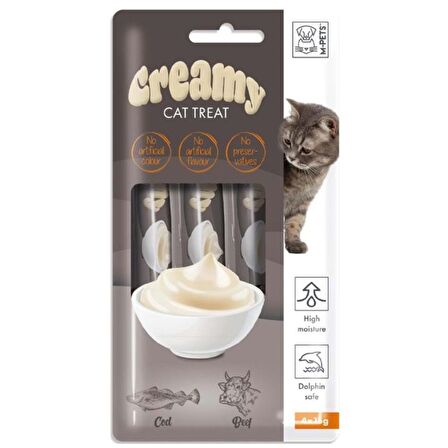 M-PETS Morina Balıklı ve Sığır Etli Sıvı Kedi Ödül Maması 15gr (4'lü)