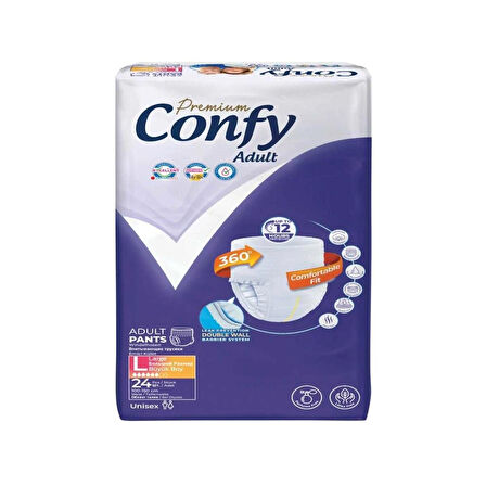 CONFY EMİCİ KÜLOT HASTA BEZİ BÜYÜK BOY(L) 24'LÜ 4 PAKET 
